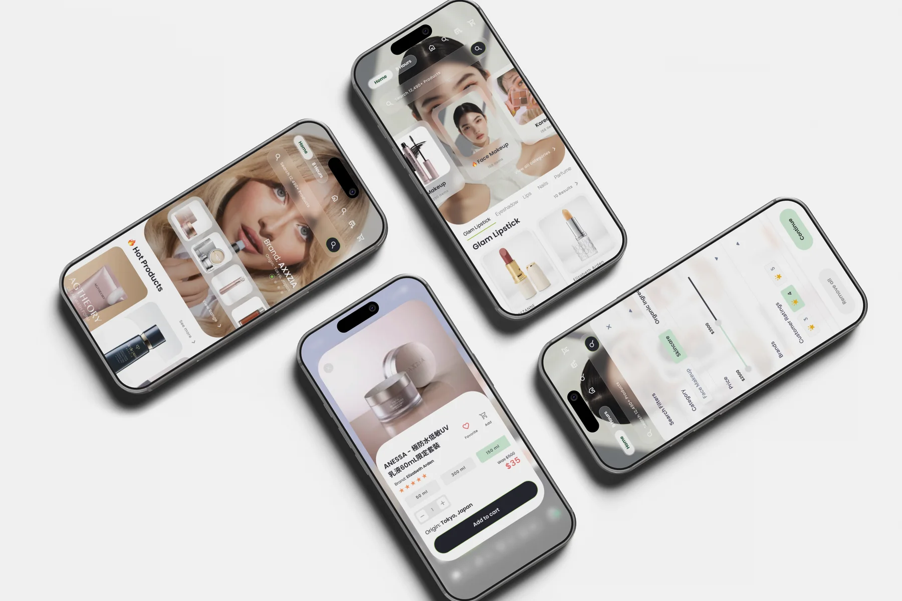 HKTV Beauty — app UI mockups
